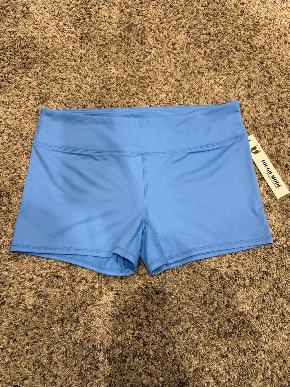 High-Waist Light Blue Women's Bike Shorts